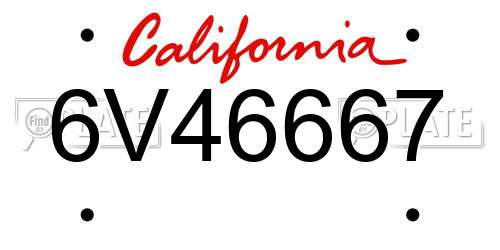 6V46667 California License Plate