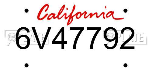 6V47792 California License Plate