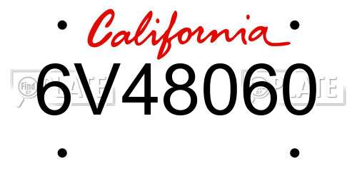 6V48060 California License Plate