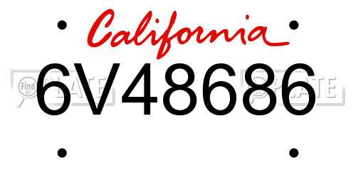 6V48686 California License Plate
