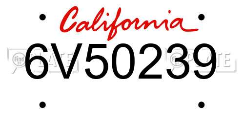 6V50239 California License Plate