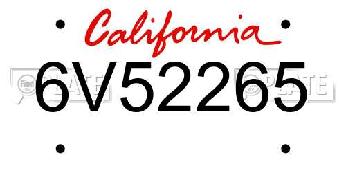 6V52265 California License Plate