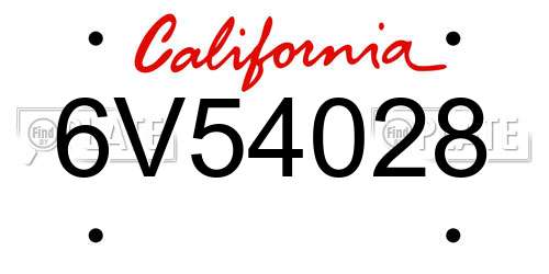 6V54028 California License Plate