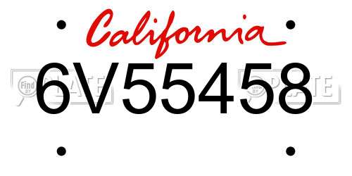 6V55458 California License Plate