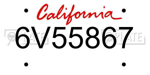 6V55867 California License Plate