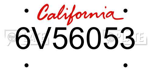 6V56053 California License Plate