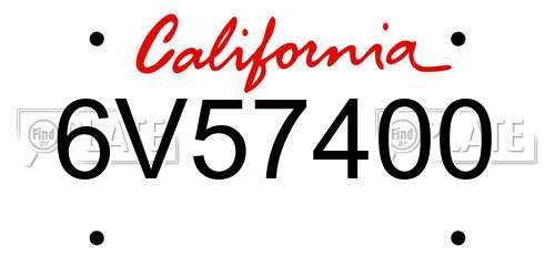 6V57400 California License Plate