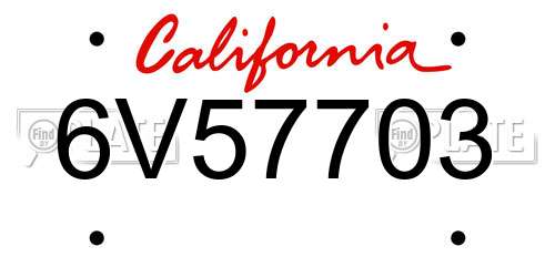 6V57703 California License Plate