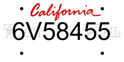6V58455 California License Plate