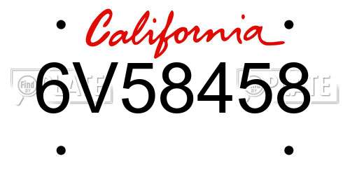 6V58458 California License Plate