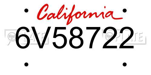 6V58722 California License Plate