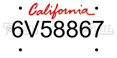6V58867 California License Plate