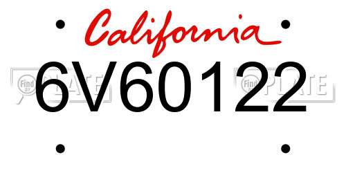 6V60122 California License Plate