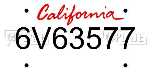 6V63577 California License Plate