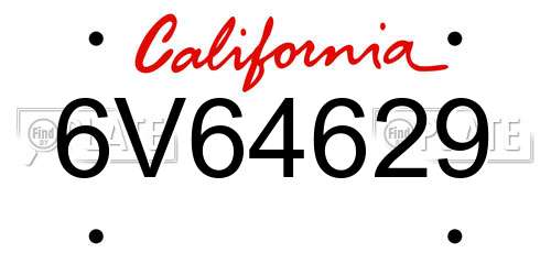 6V64629 California License Plate