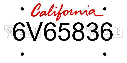6V65836 California License Plate