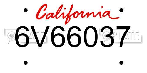 6V66037 California License Plate
