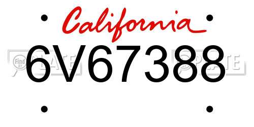 6V67388 California License Plate