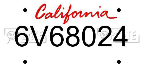 6V68024 California License Plate