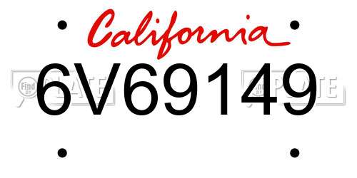 6V69149 California License Plate