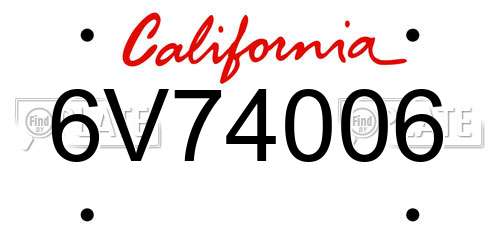 6V74006 California License Plate