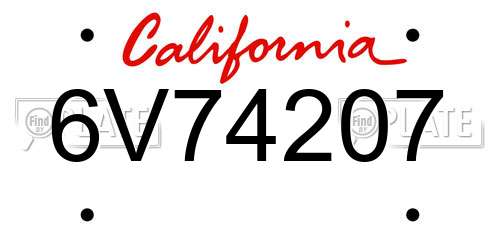 6V74207 California License Plate
