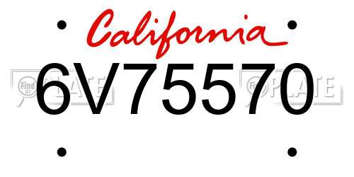 6V75570 California License Plate