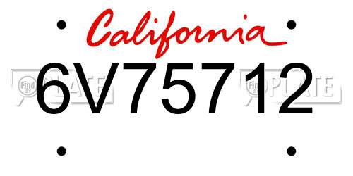 6V75712 California License Plate