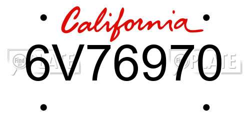 6V76970 California License Plate