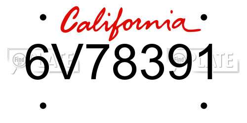 6V78391 California License Plate
