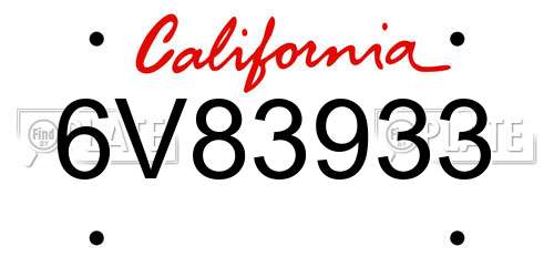 6V83933 California License Plate
