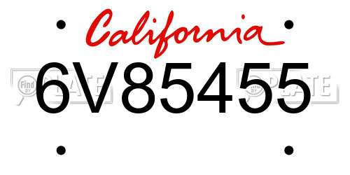 6V85455 California License Plate