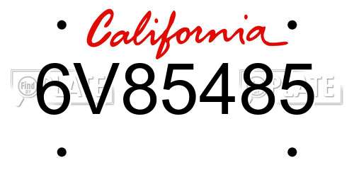6V85485 California License Plate