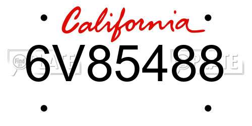 6V85488 California License Plate