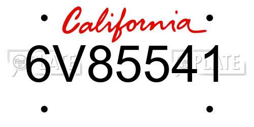6V85541 California License Plate