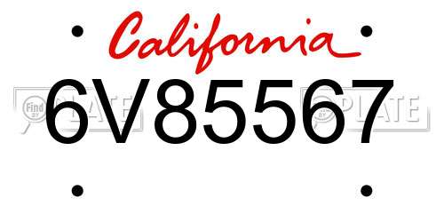 6V85567 California License Plate