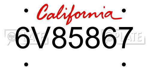 6V85867 California License Plate