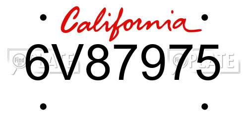 6V87975 California License Plate