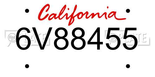 6V88455 California License Plate