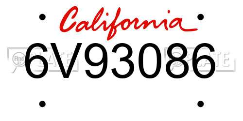 6V93086 California License Plate