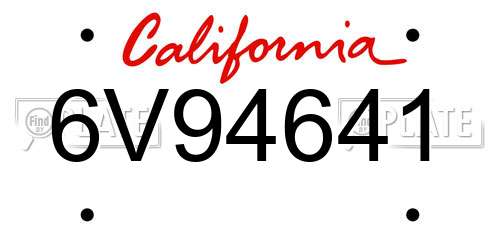 6V94641 California License Plate