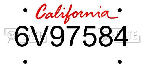 6V97584 California License Plate