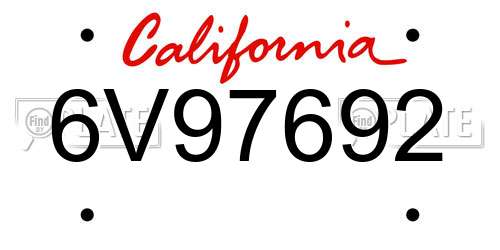 6V97692 California License Plate