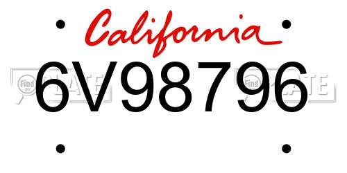 6V98796 California License Plate