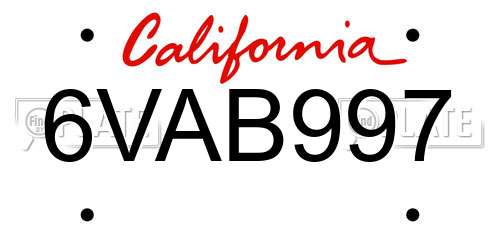 6VAB997 California License Plate