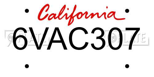 6VAC307 California License Plate