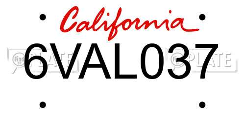 6VAL037 California License Plate