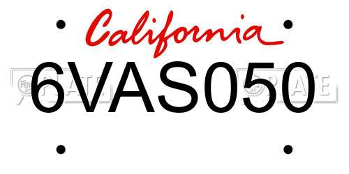 6VAS050 California License Plate