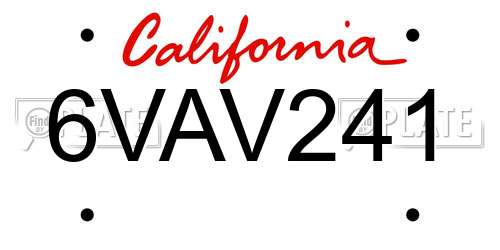 6VAV241 California License Plate
