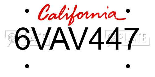 6VAV447 California License Plate